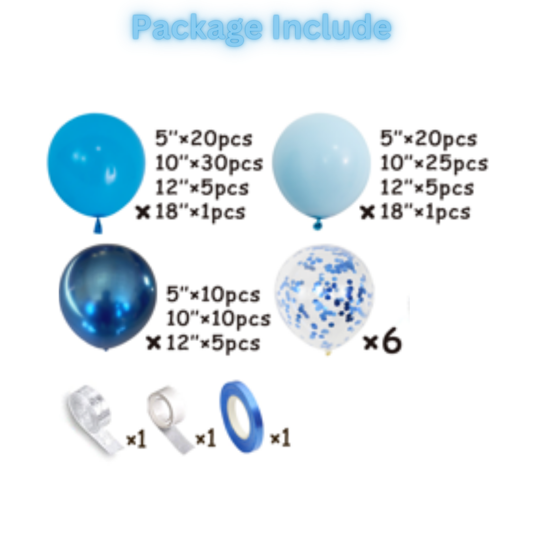 141pcs Blue Balloons Garland Kit