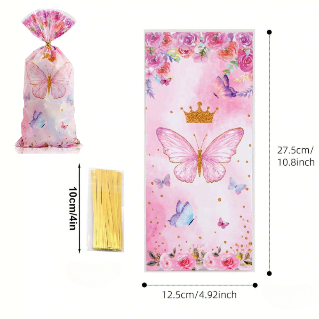 Pink Butterfly Pattern Candy Bag