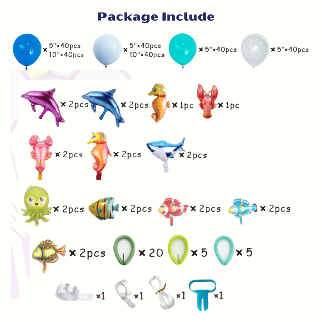 297pcs Ocean Theme Balloon Garland Kit