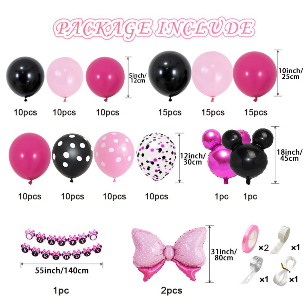 125pcs Pink Minnie Mouse Balloon Garland Kit