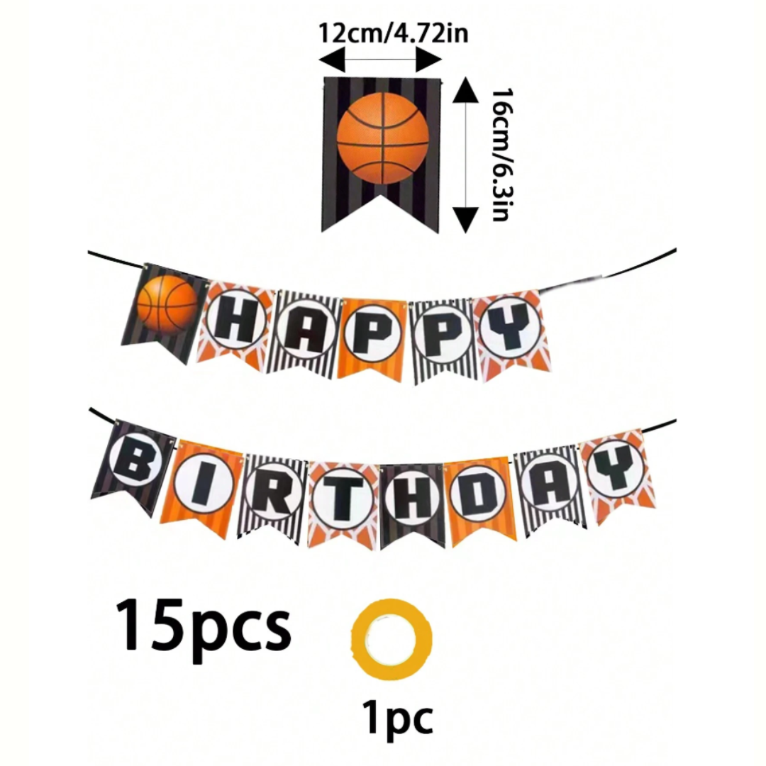 Basketball Theme Happy Birthday Banner