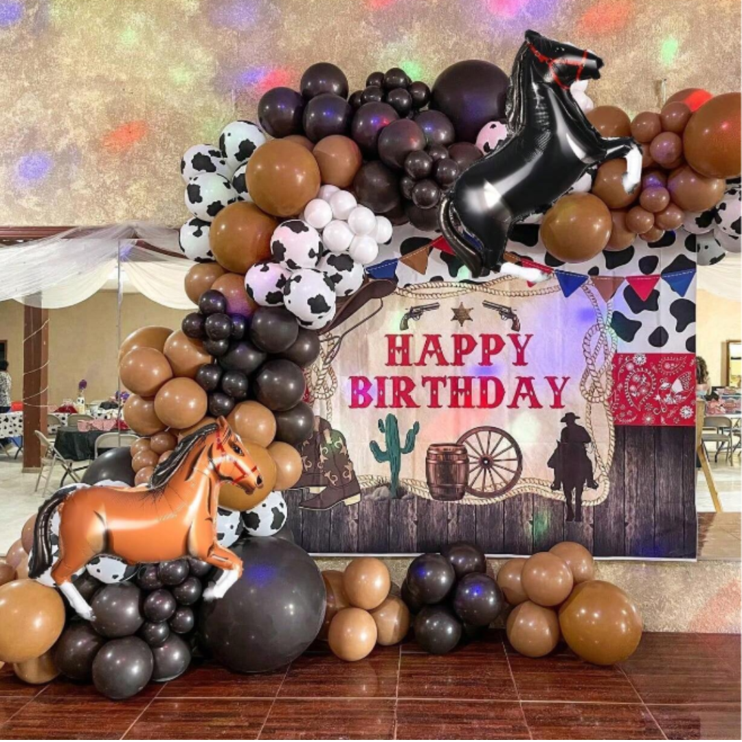 136pcs Cowboy Horse Balloon Set
