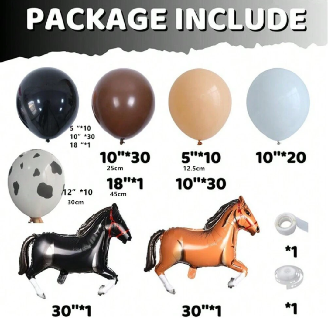 136pcs Cowboy Horse Balloon Set