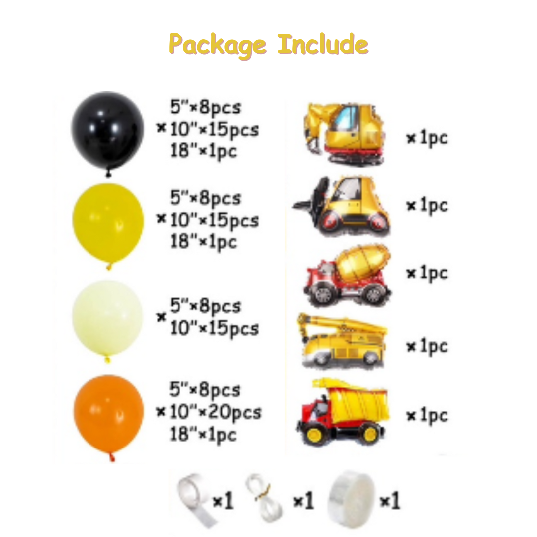 108pcs Construction Theme Balloons Garland Arch kit
