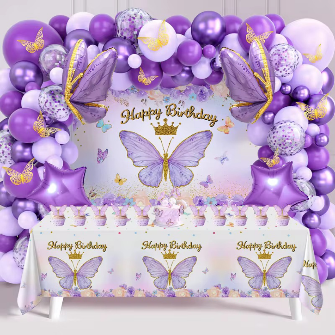 95pcs Purple Butterfly Balloon Set