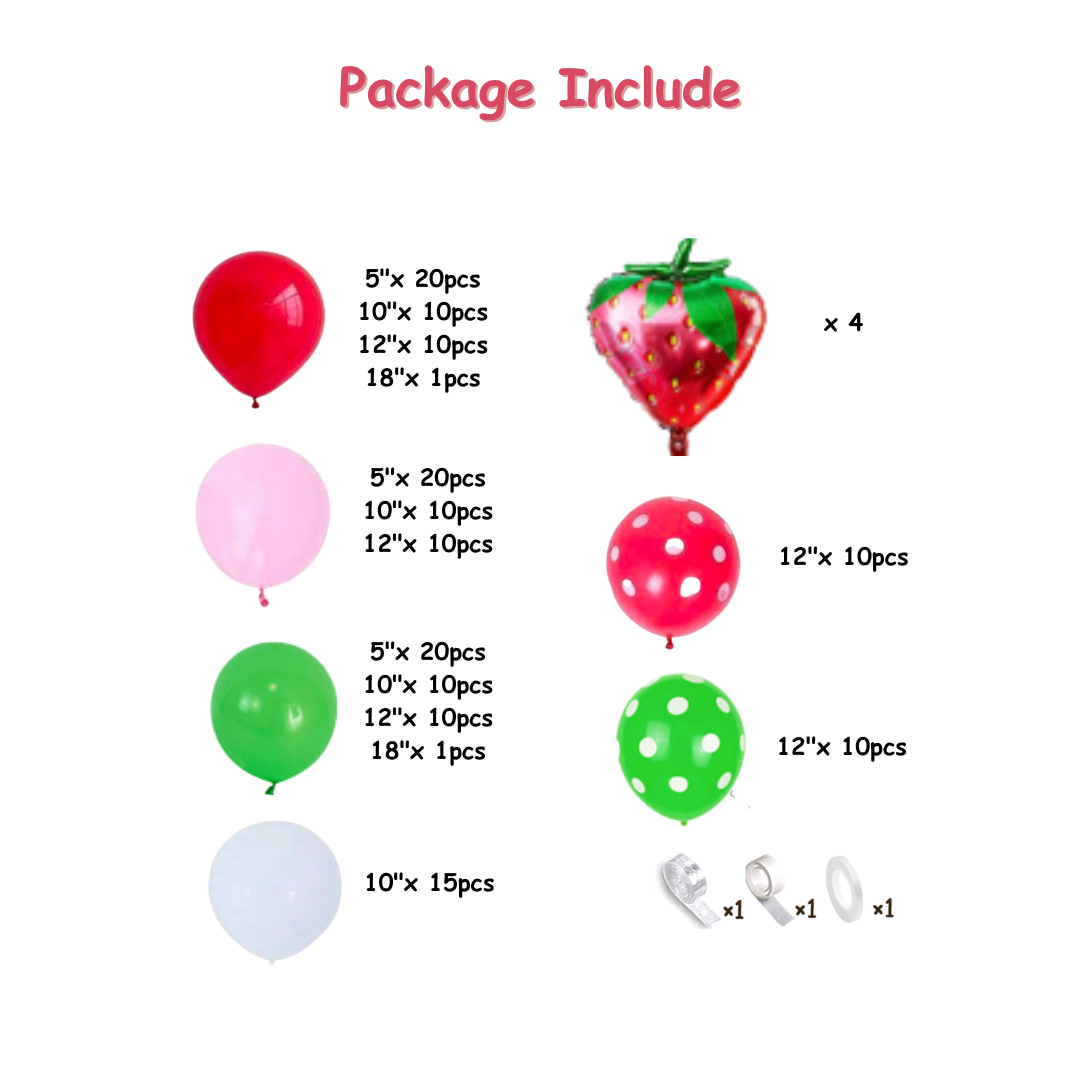 179pcs Strawberry Balloon set