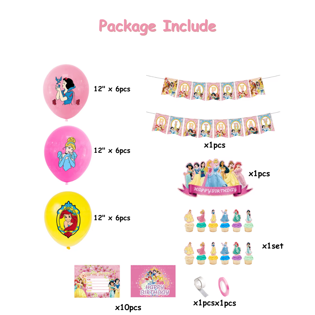 24pcs Disney Princess Party Balloons Decorations