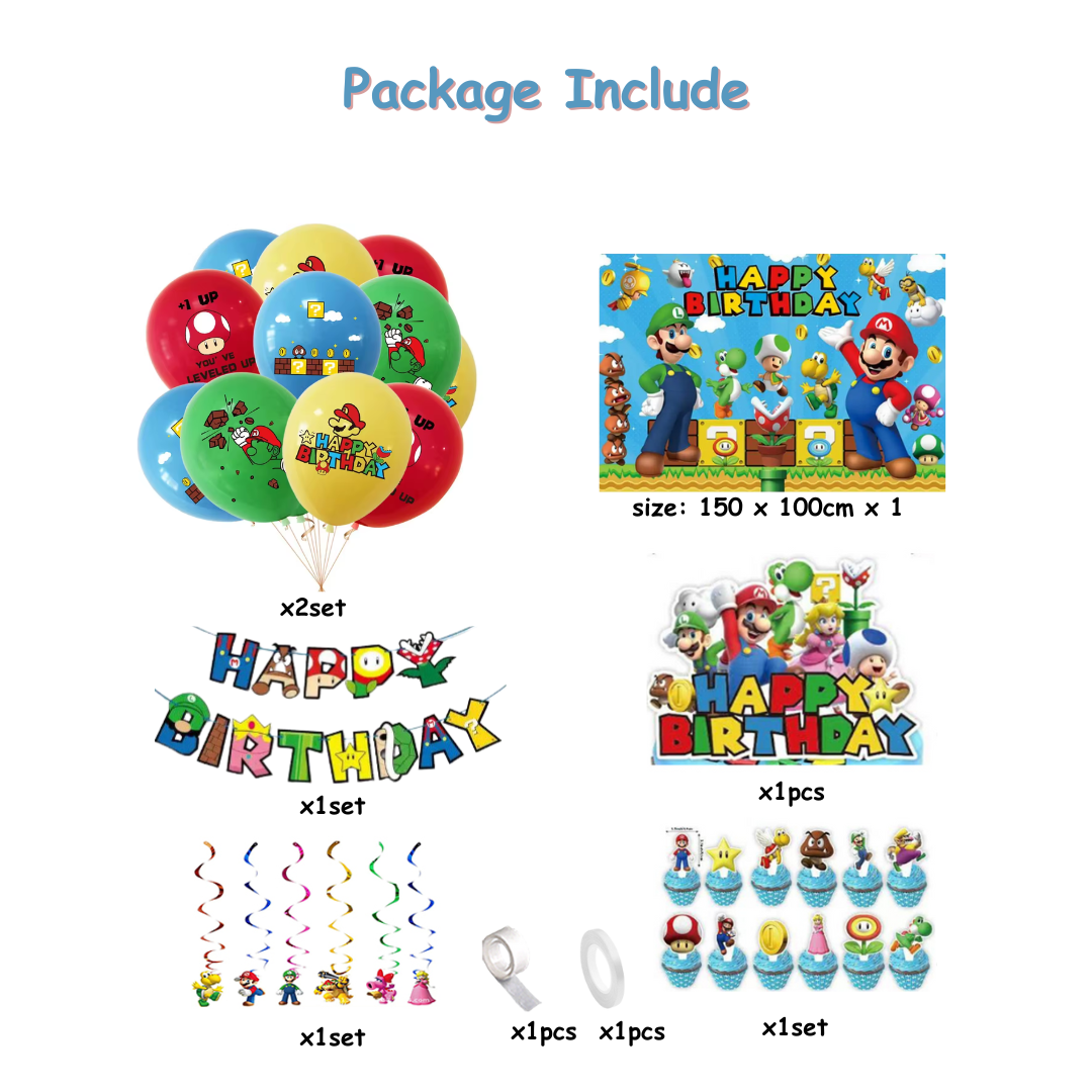 27pcs Super Mario Balloons