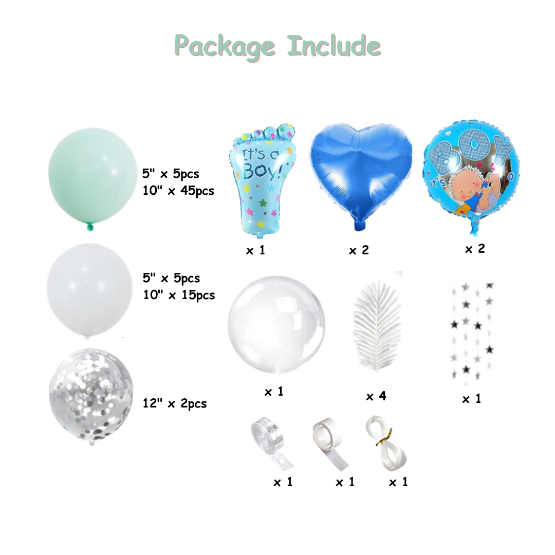 86pcs Baby Boy Blue Baby Shower Party Decorations