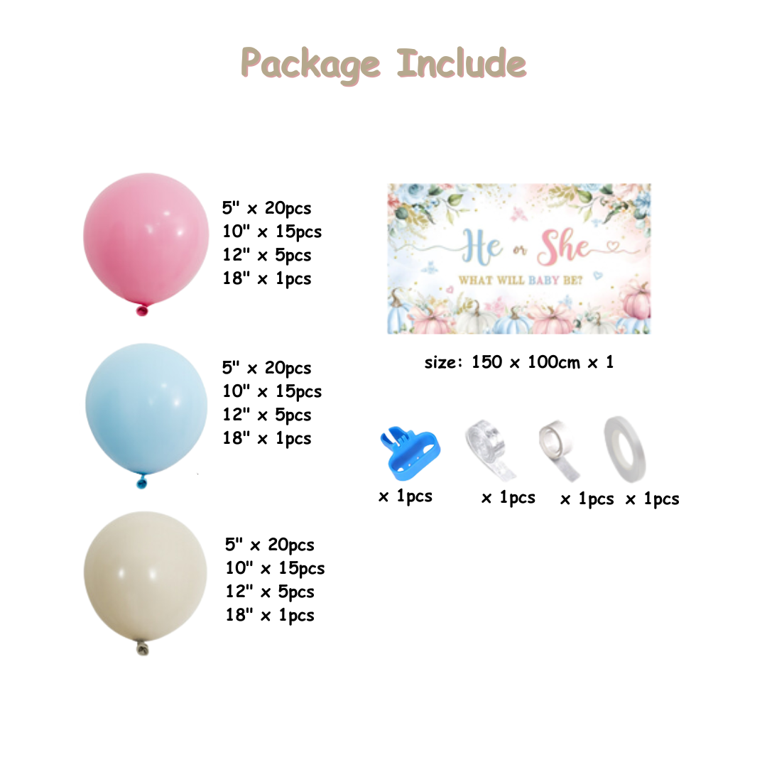 128pcs Pink and Blue Gender Reveal Party Balloon