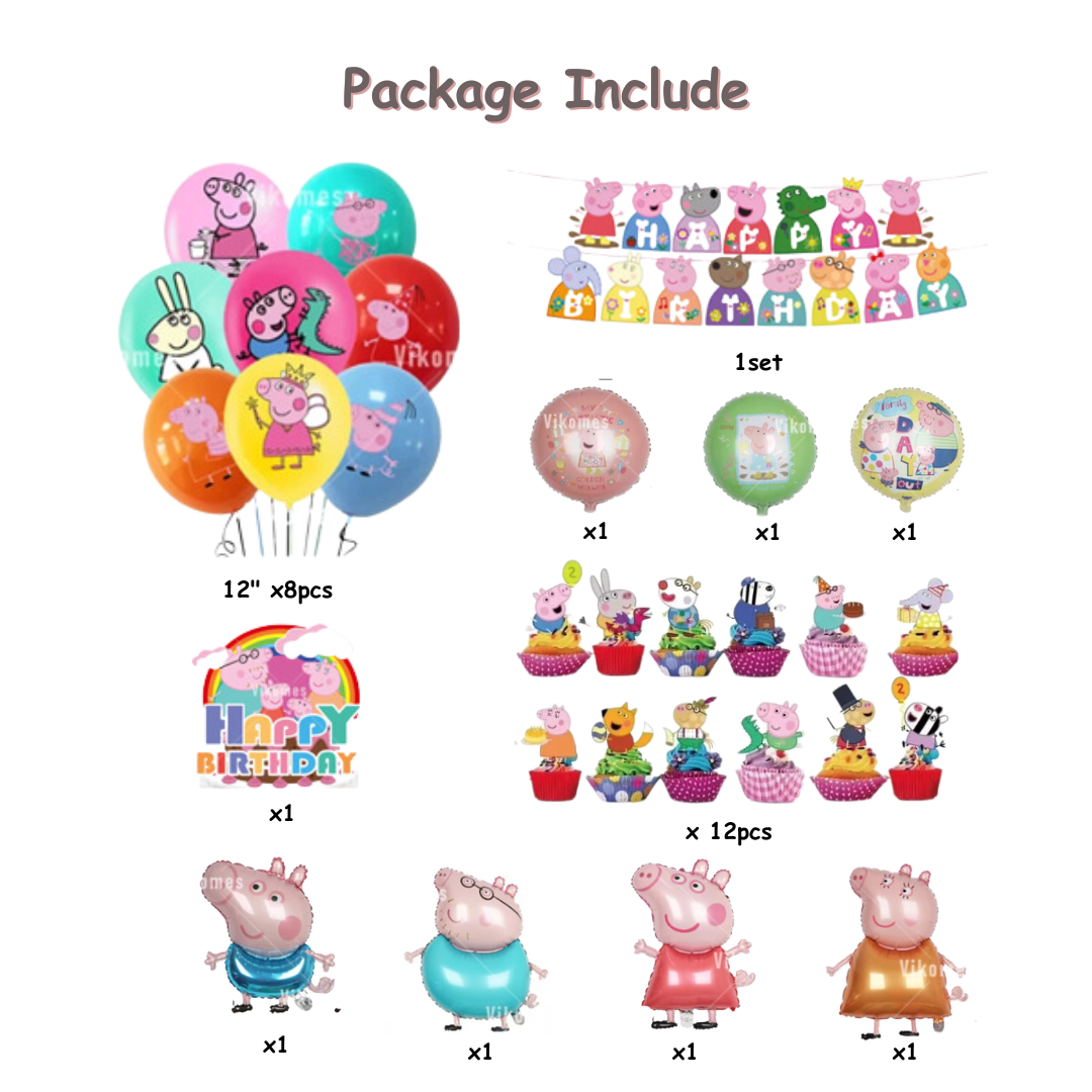 13pcs Peppa Pig Theme Balloon Decorations