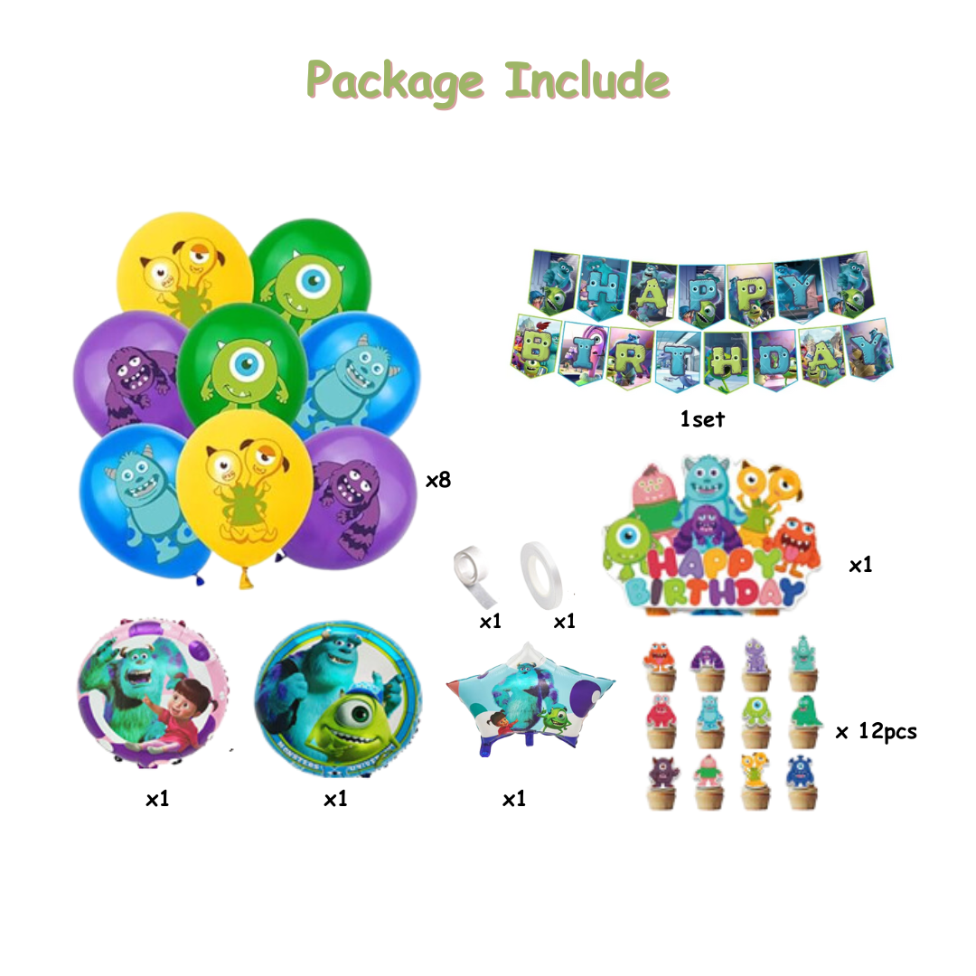 24pcs Monster University Theme Balloon Decorations