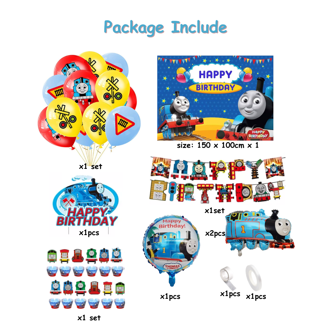 10pcs Thomas The Train Birthday Decorations with Backdrop