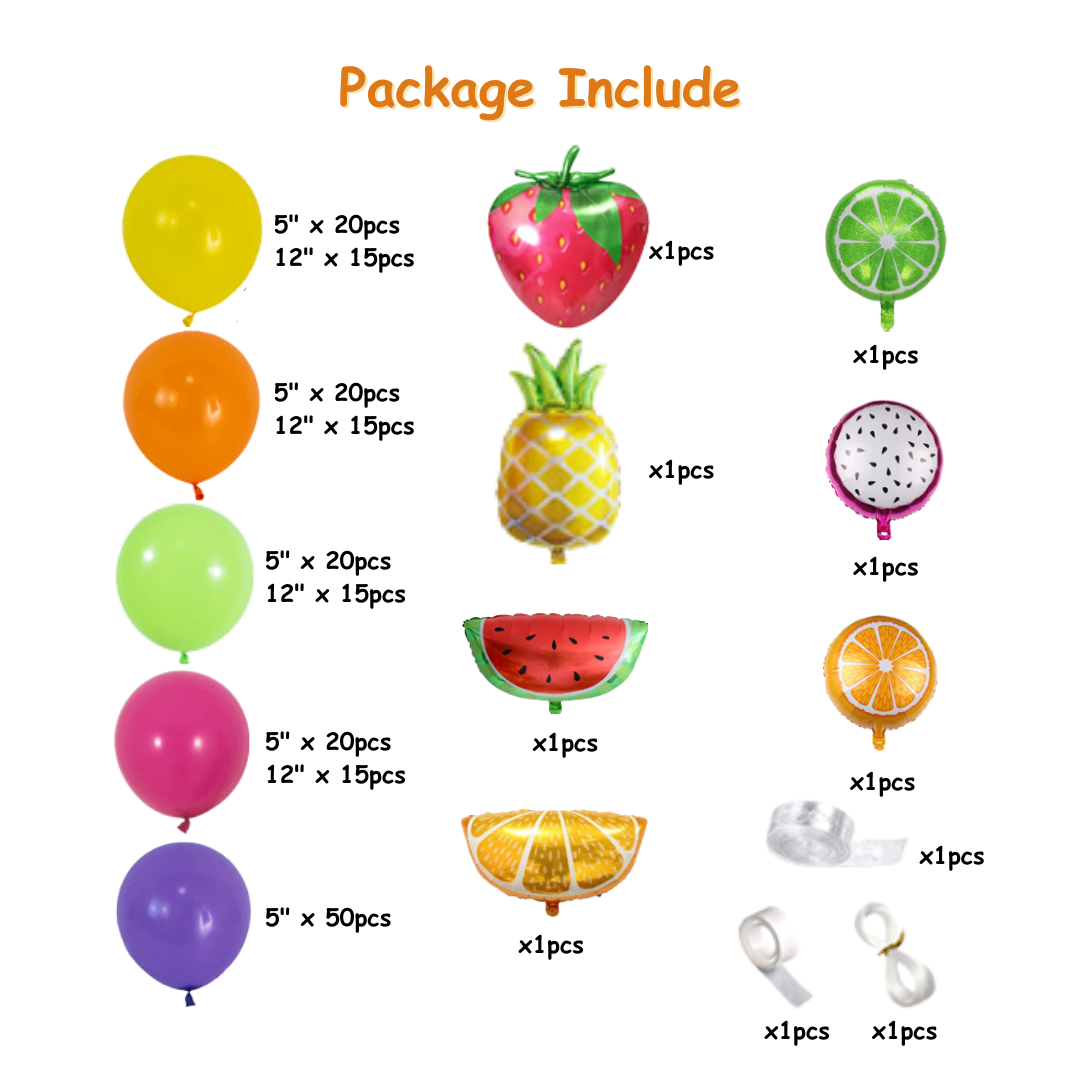 200pcs Tropical Fruit Balloon Decorations Kit