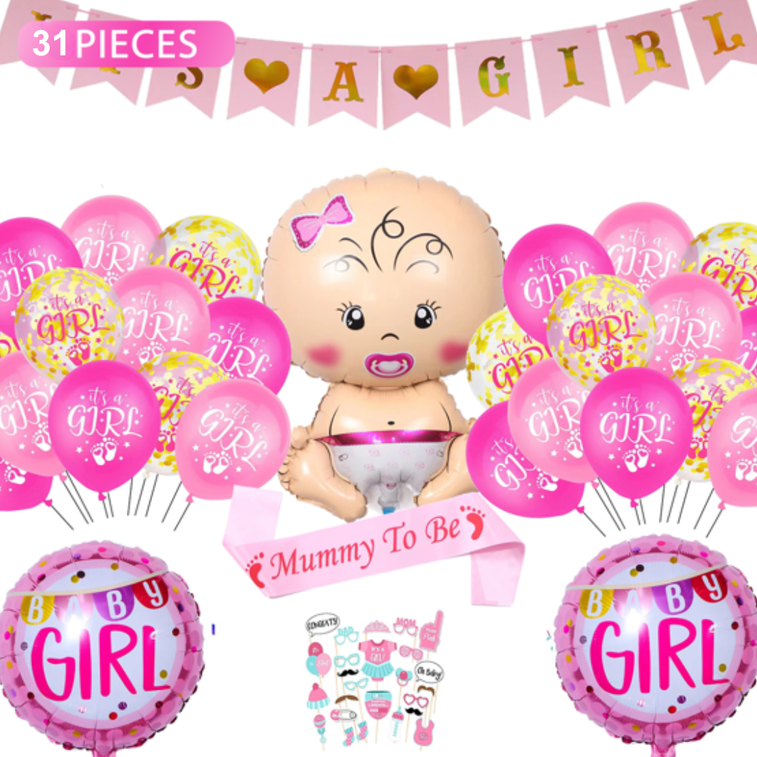 31pcs it’s a Girl Pink Baby Shower Balloon Decorations