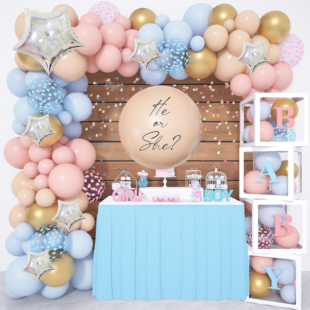 126pcs Pink and Blue Gender Reveal Party Balloon Decorations