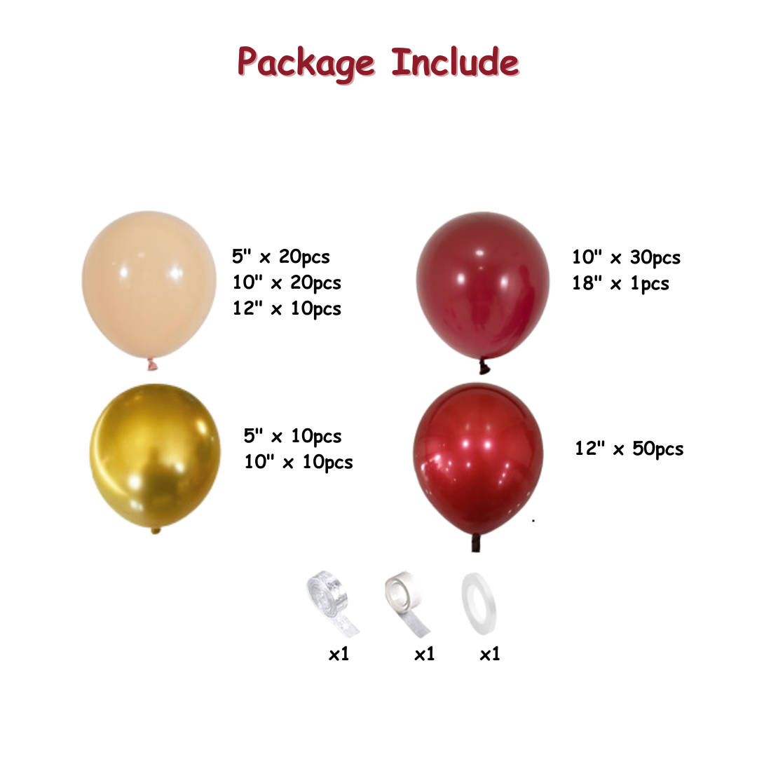 154pcs Burgundy Wine Red Maroon Balloons Garland Kit