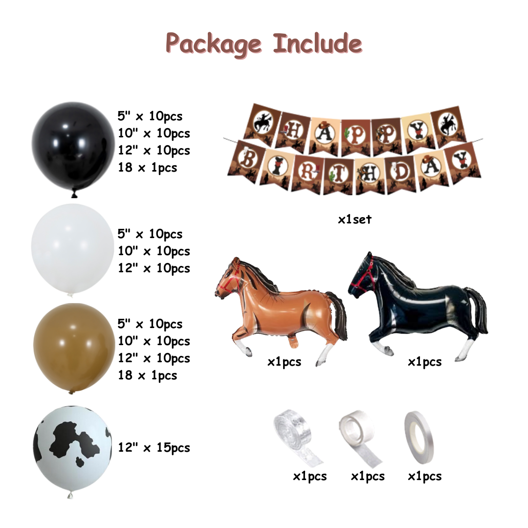 108pcs Brown Cowboy Decorations kit with Horse