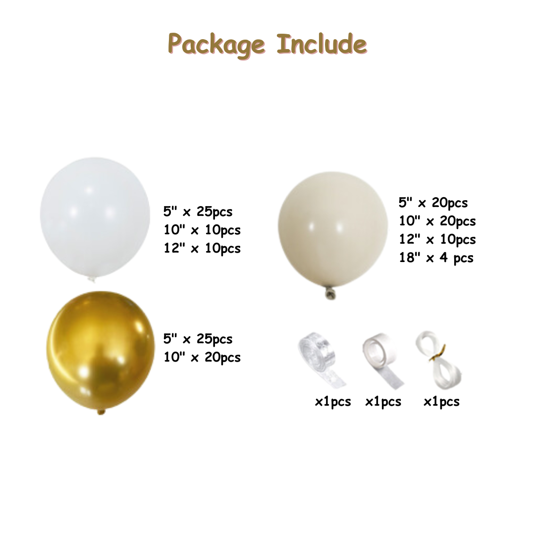 147pcs Boho Sand White, Beige Balloon Decorations Kit