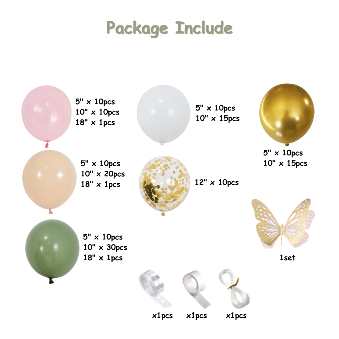 157pcs Sage Green and Pink Balloon Decorations Kit
