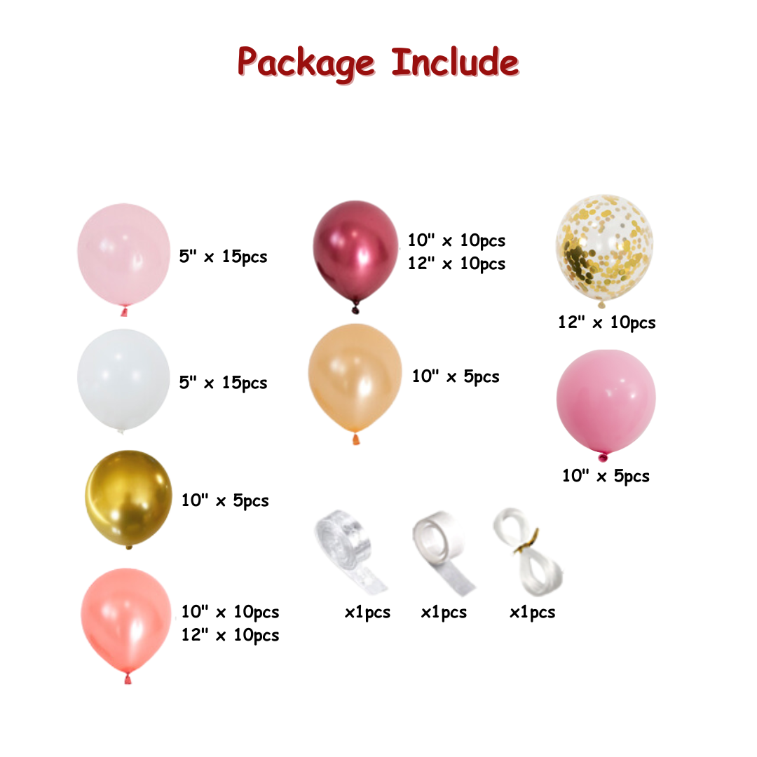 118pcs Rose Gold Burgundy Maroon Balloon Decorations Kit