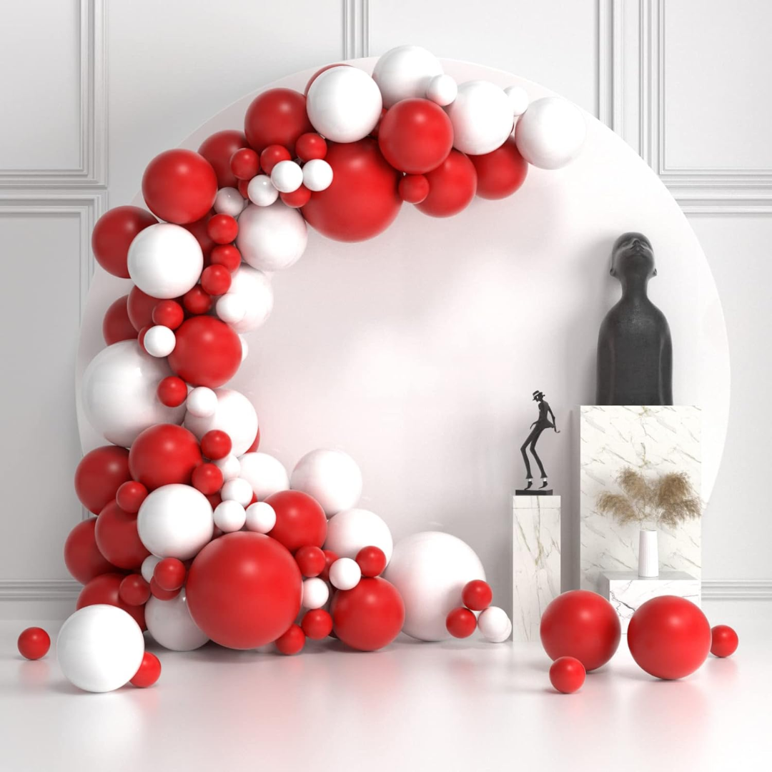 127pcs Red and White Balloon Decoration Kit