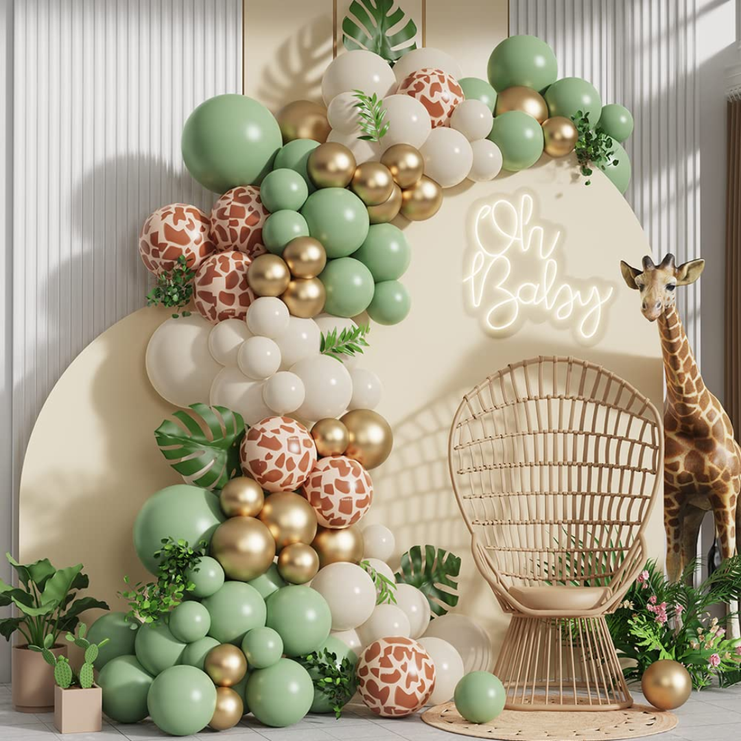 113pcs Green Animal Theme Balloon Kit