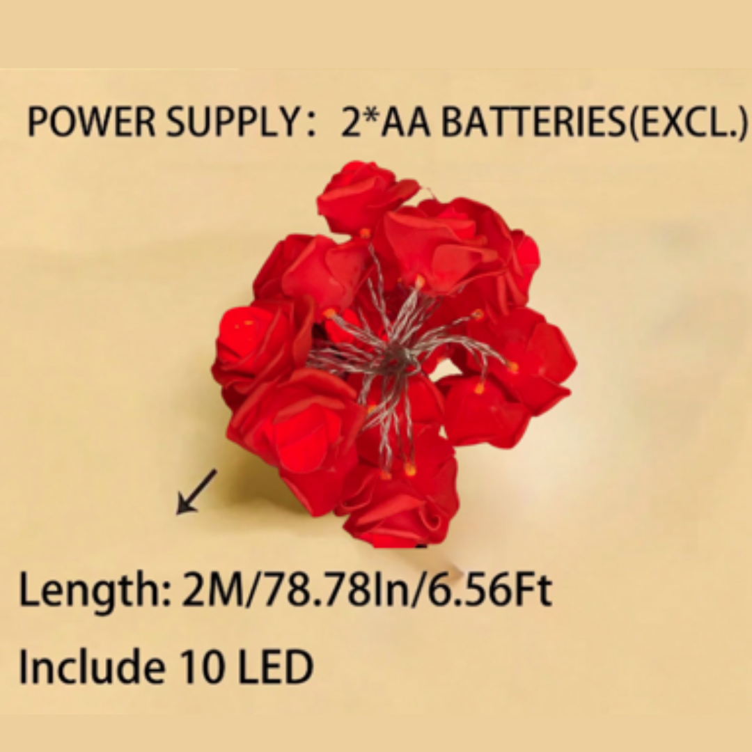 2m Red Rose Flower Led String Light