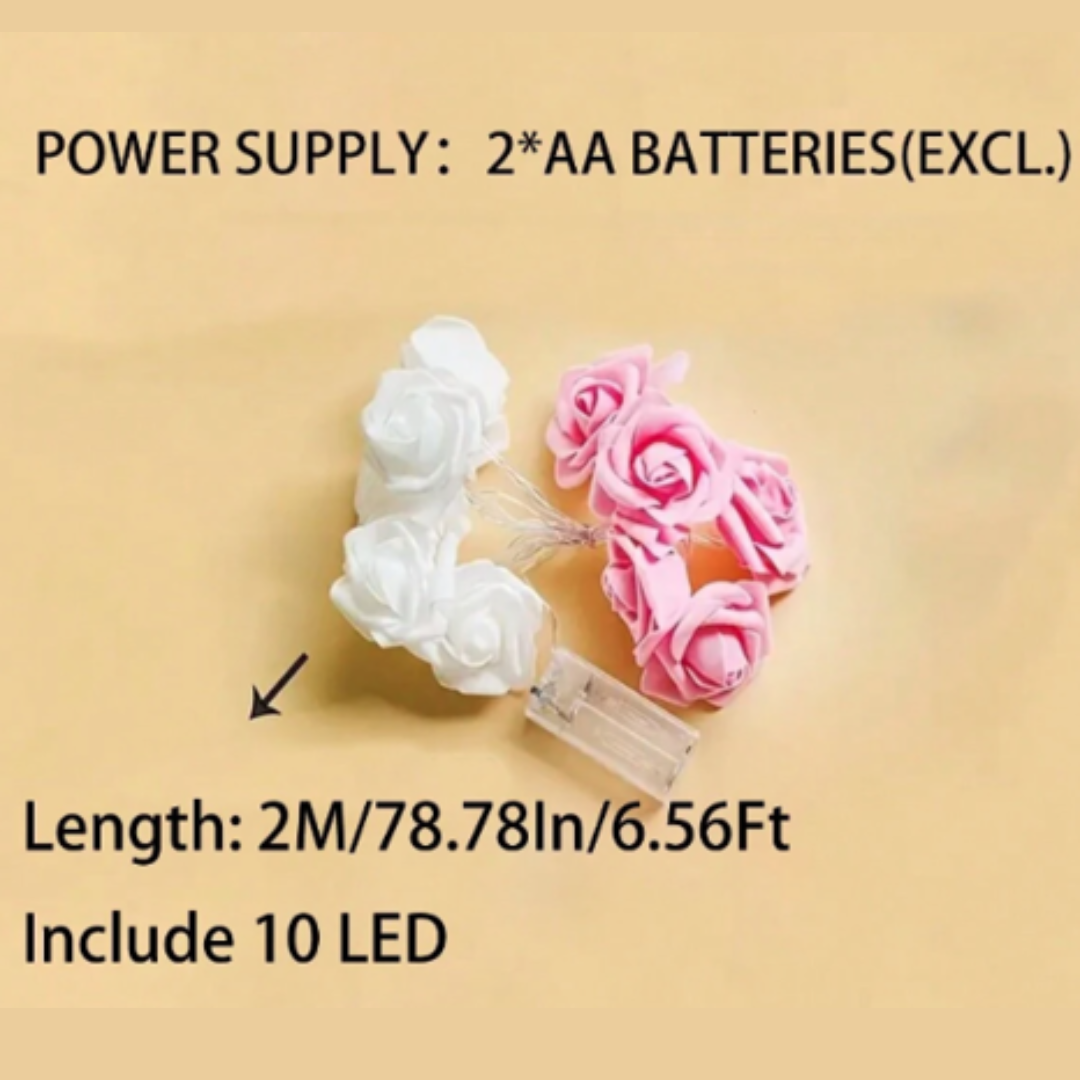 2m Red Pink Foam Rose Flower String Light