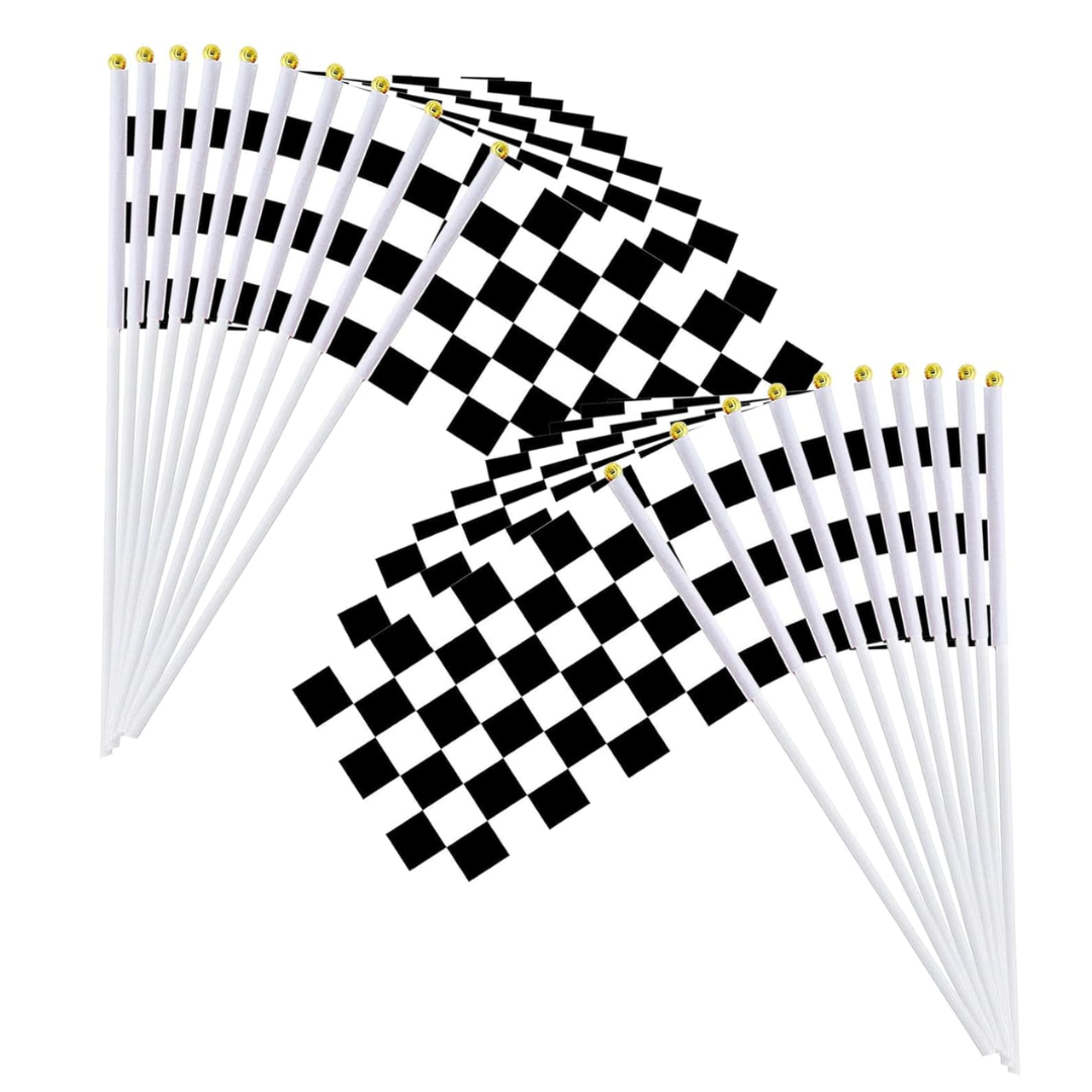 10pcs Black & White Checkered Flags