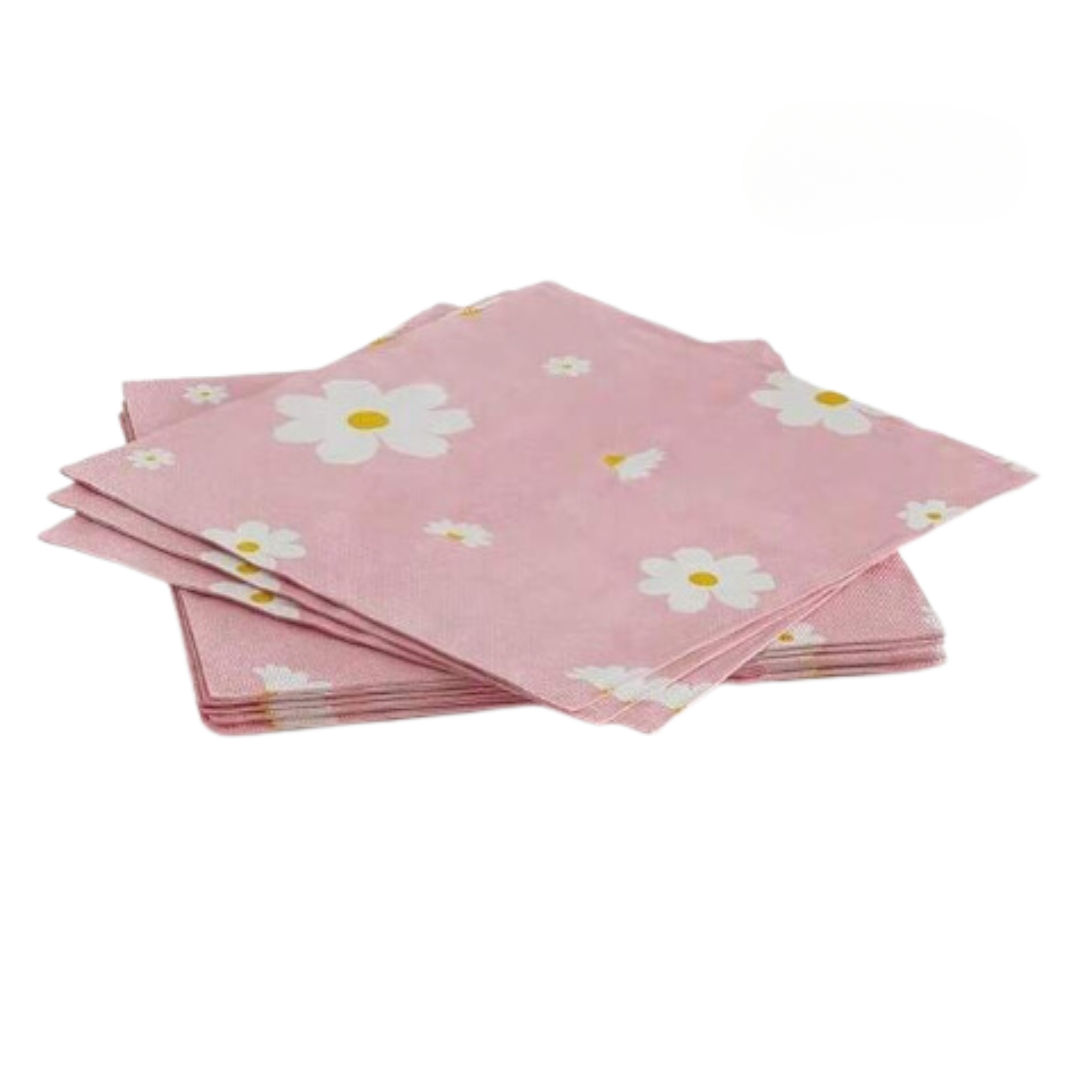 8pcs Pink Daisy Theme Napkins