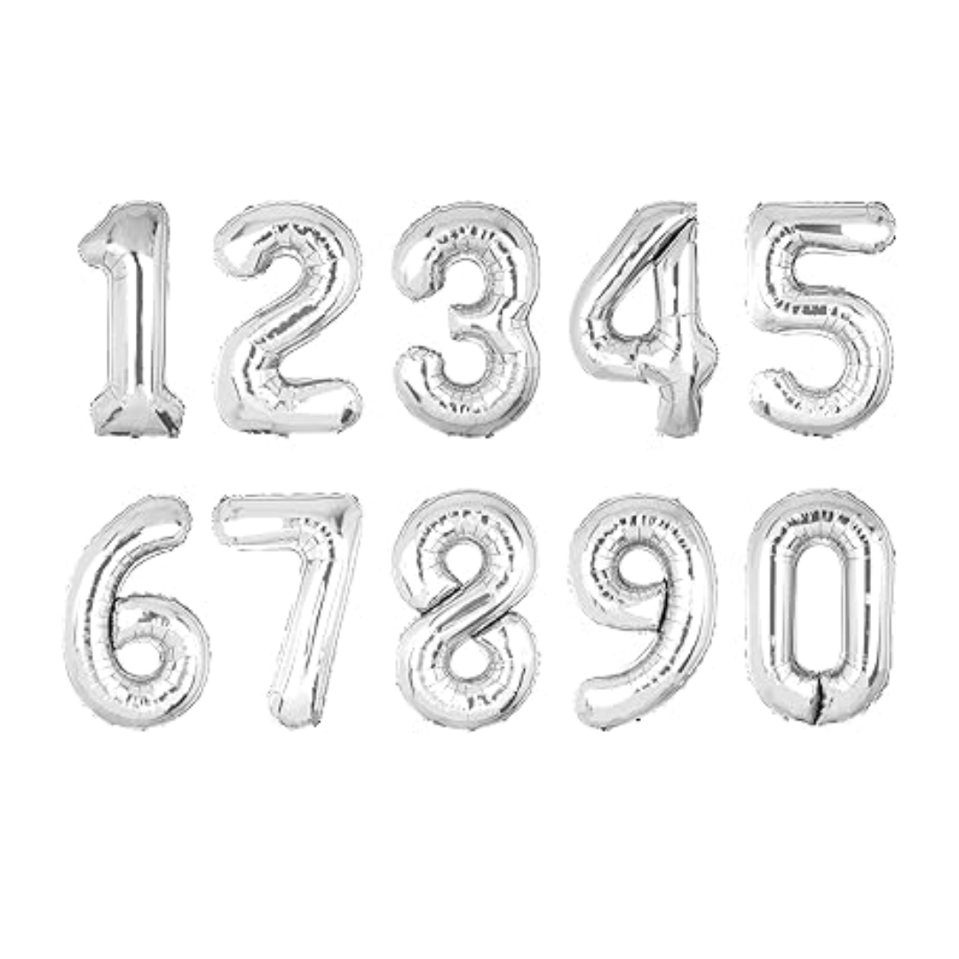 Silver- 40inch Foil Number Balloons