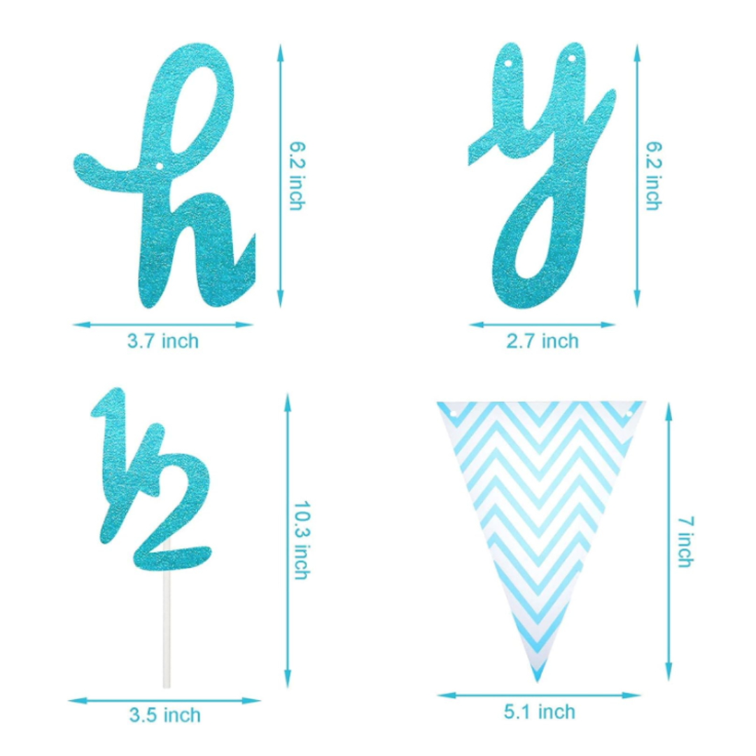 1/2 Birthday Blue Banner Set