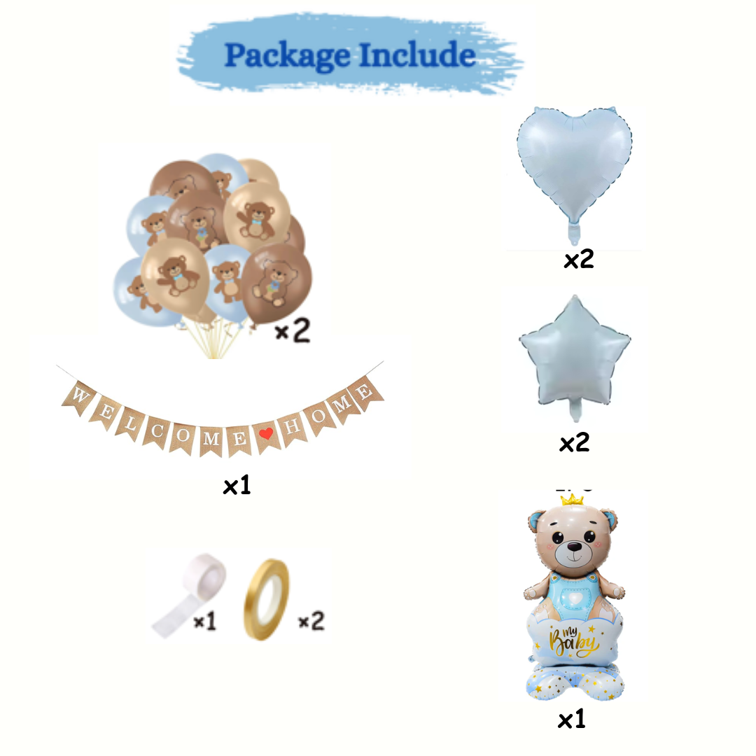 33pcs Welcome Home Boy Blue Decorations Kit