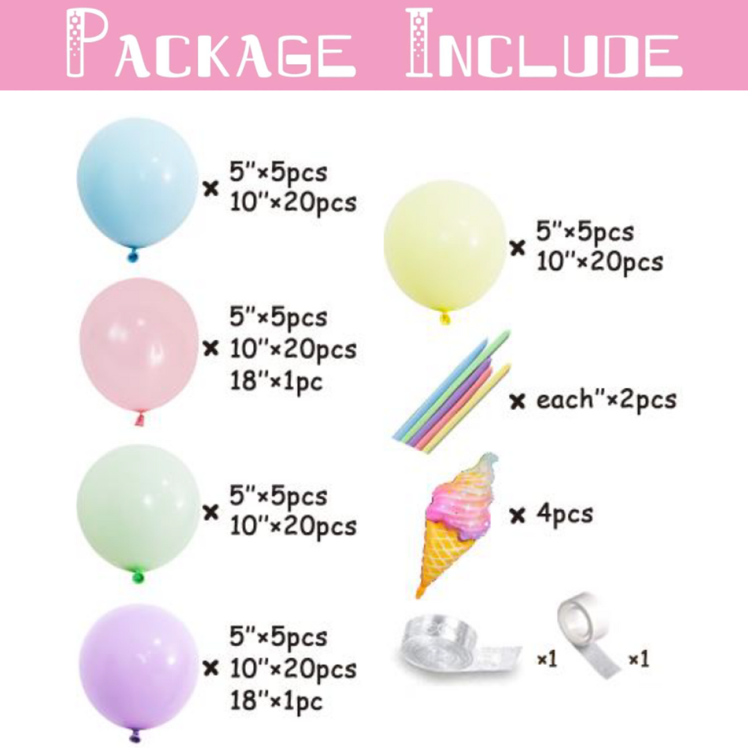 143pcs Ice Cream Candy Theme Balloon Set