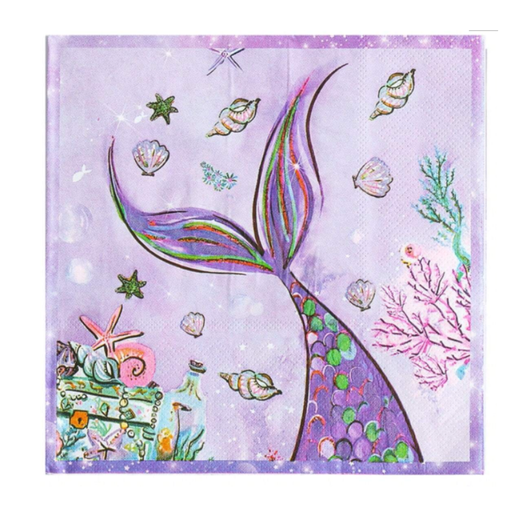 8pcs Purple Mermaid Theme Napkins