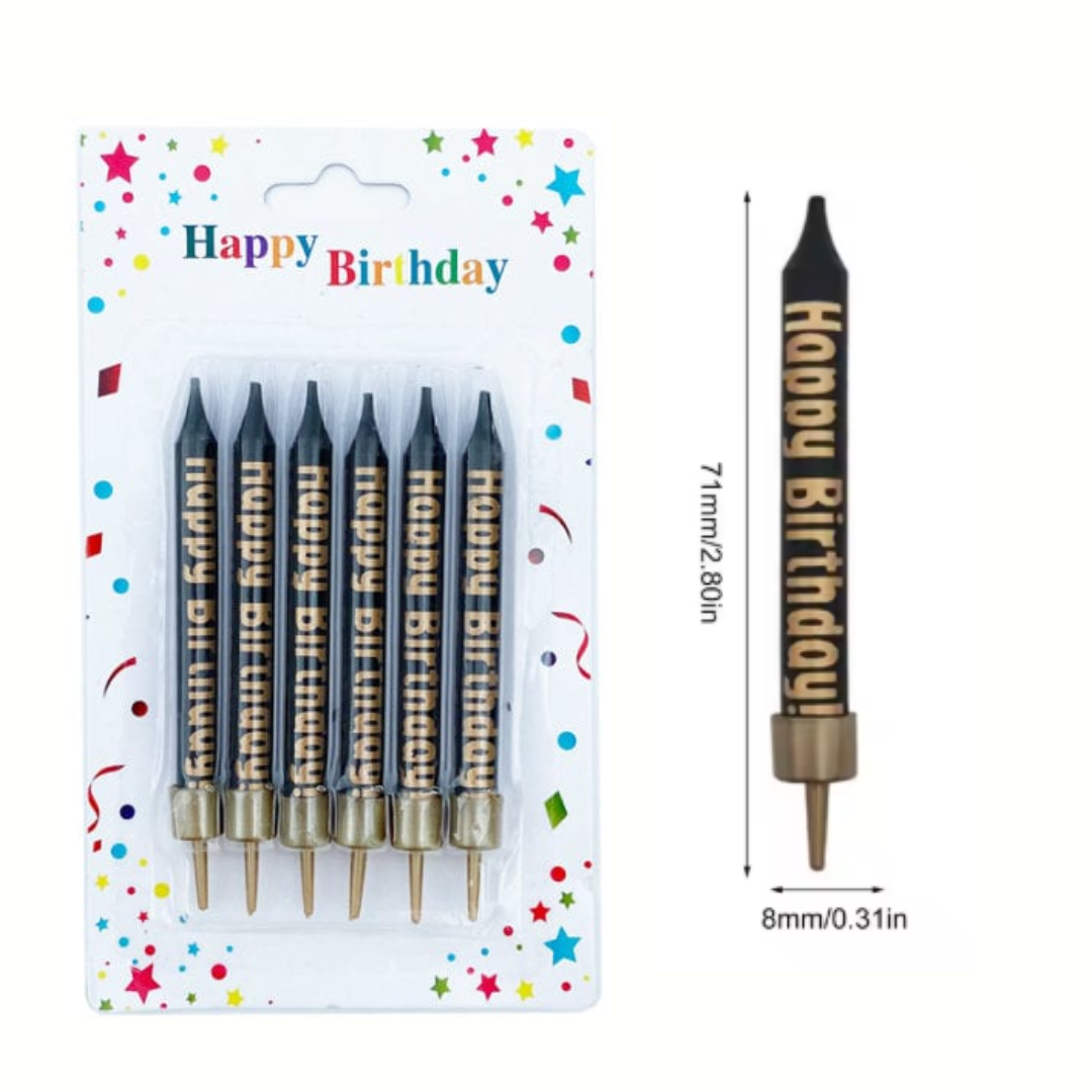 6pcs gold happy birthday candles