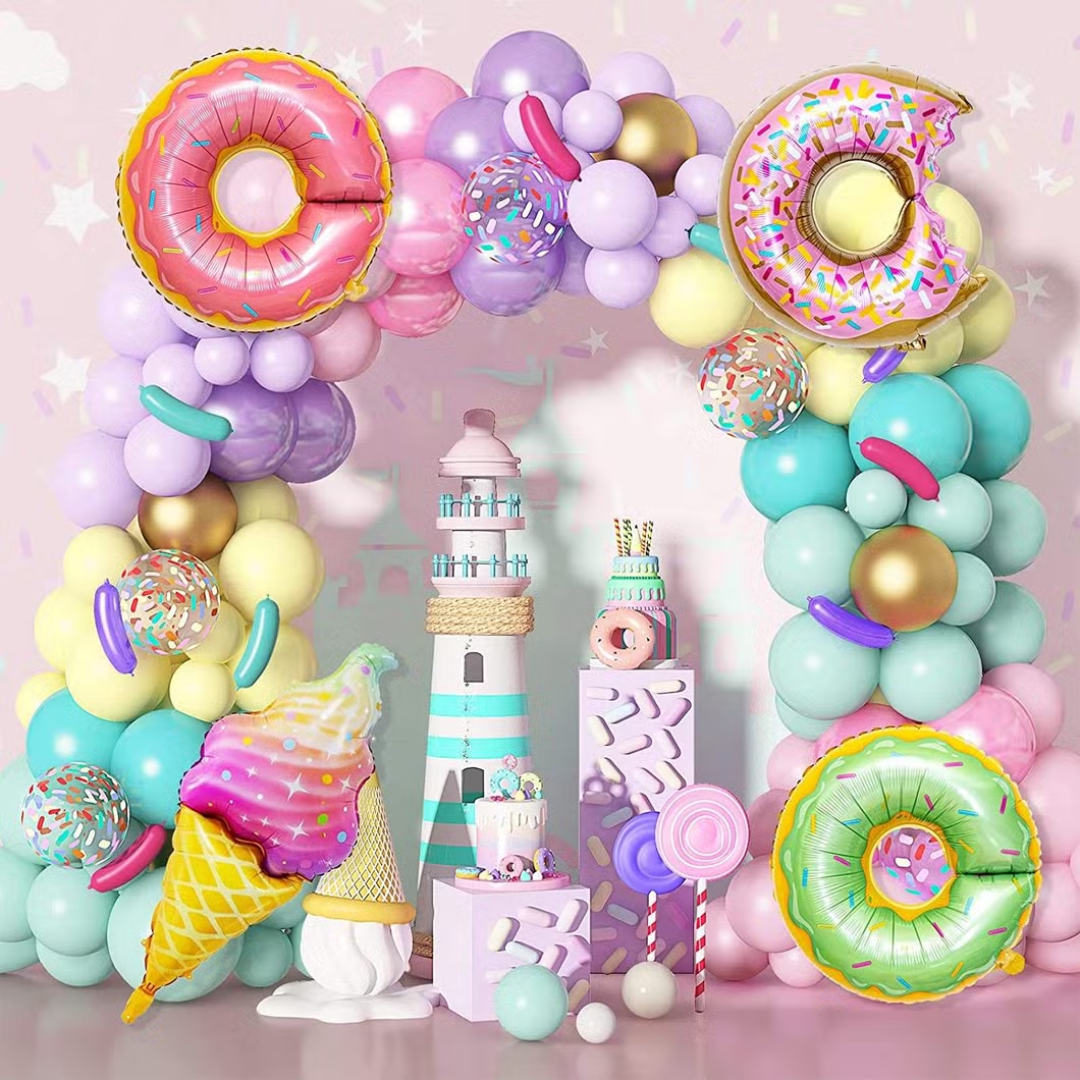 139pcs Pastel Colour Donut Candy Icecream Balloon Garland Arch Kit