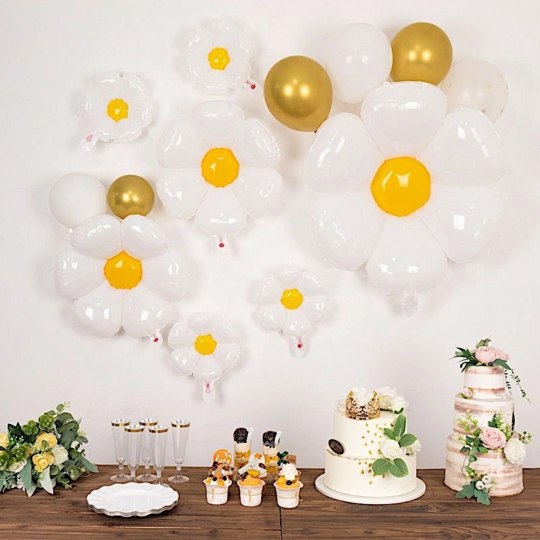 White Daisy Foil Balloon
