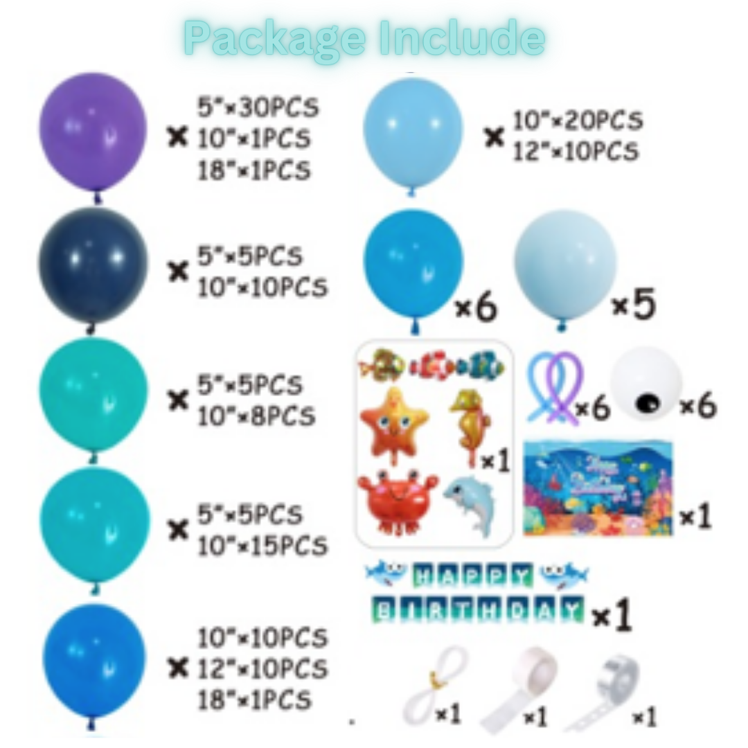 175pcs Under The Sea Party Decorations with Backdrop