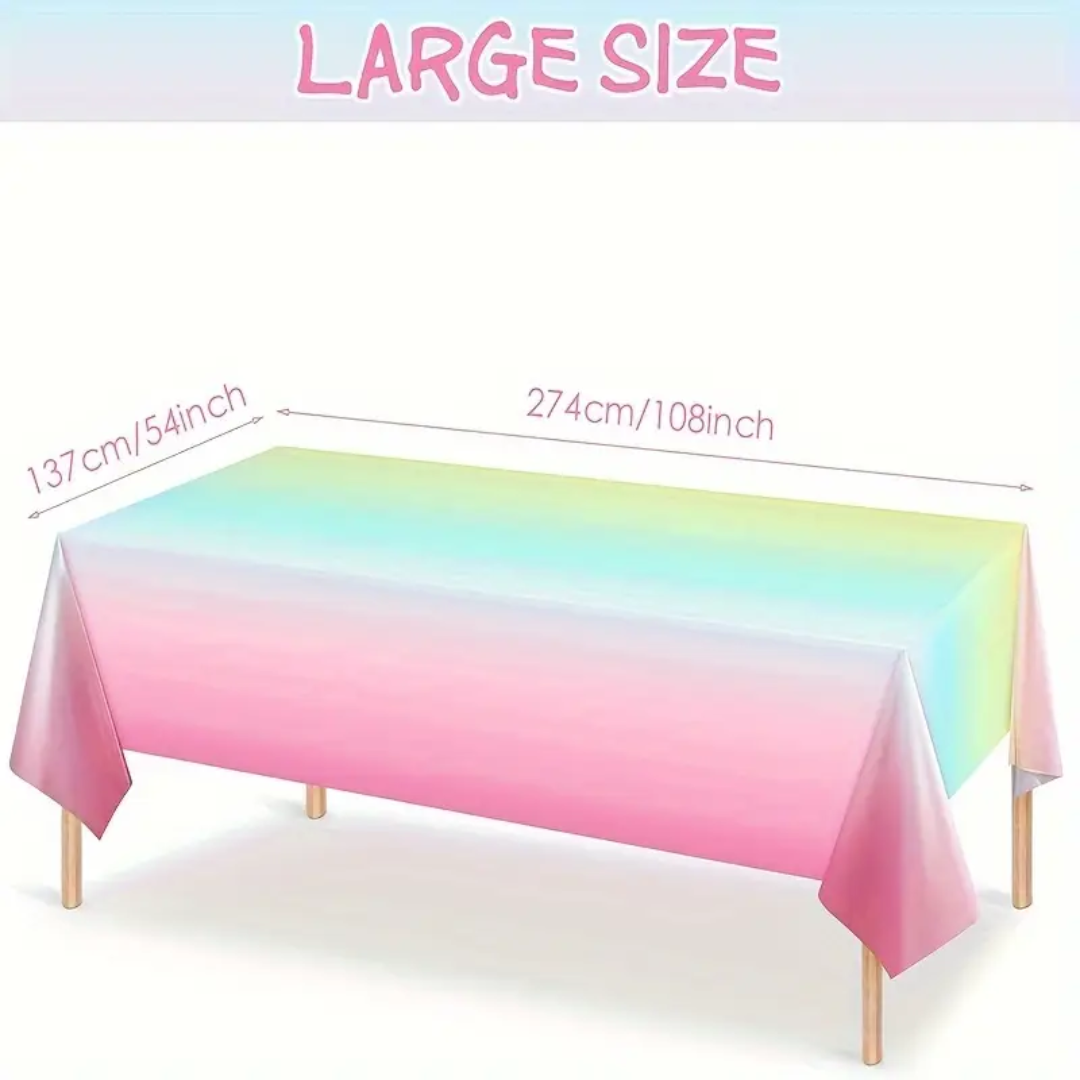 Rainbow Pastel Macaron Plastic Table Cover