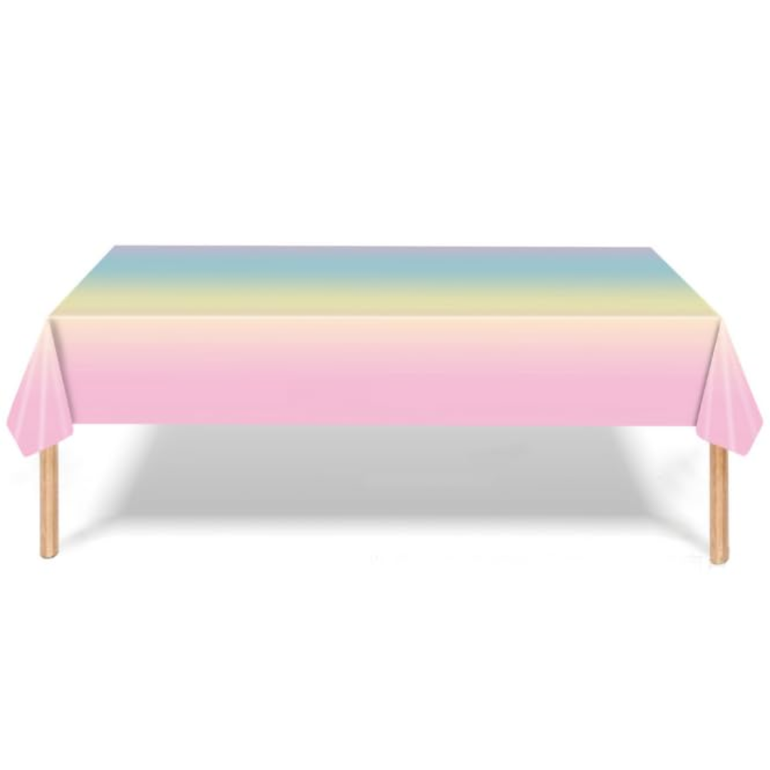 Rainbow Pastel Macaron Plastic Table Cover