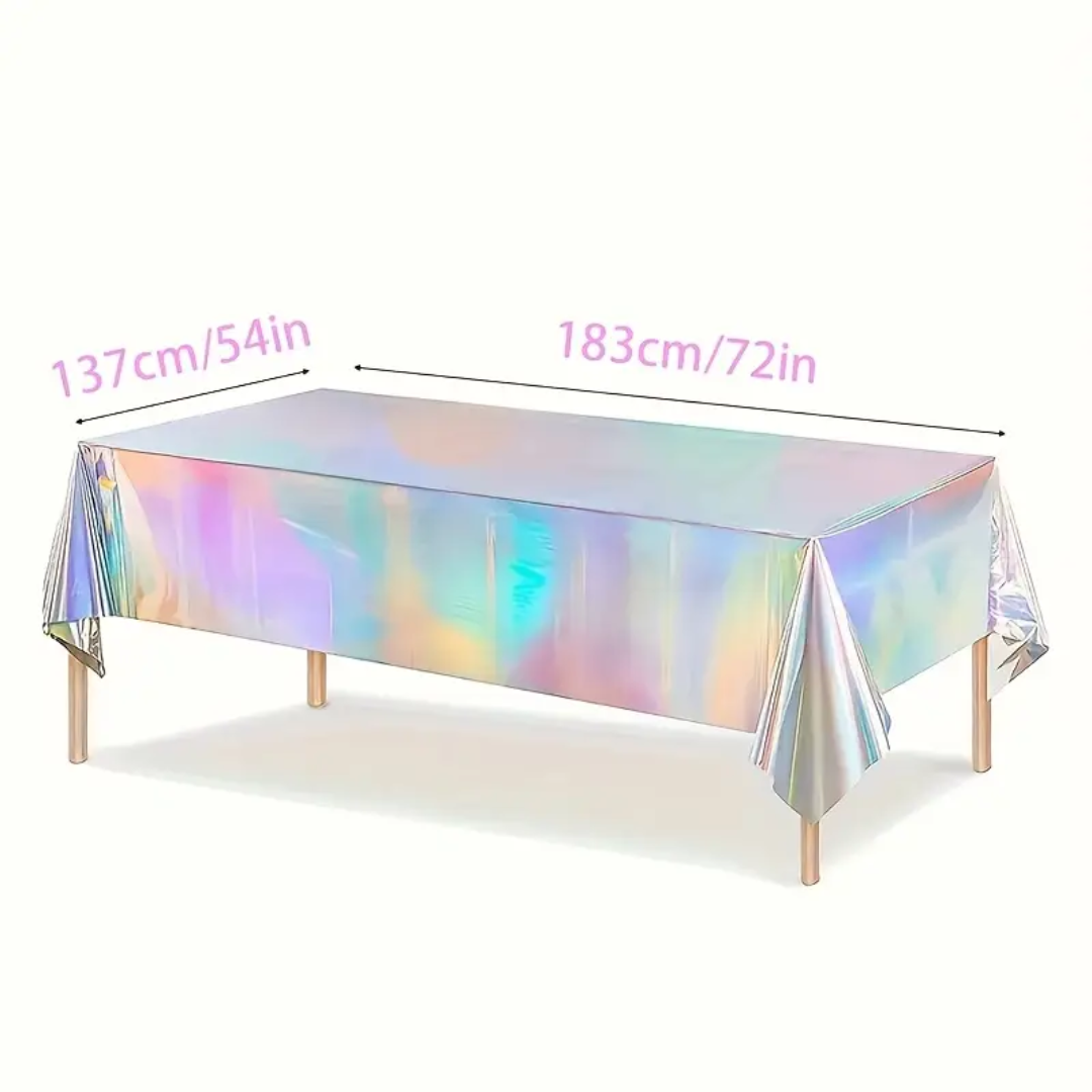 Iridescent Silver Disposable Party Table Cover