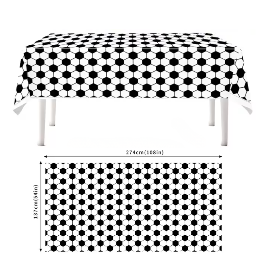 1pcs Black and White Football Theme Table cover (54 x 108inch)