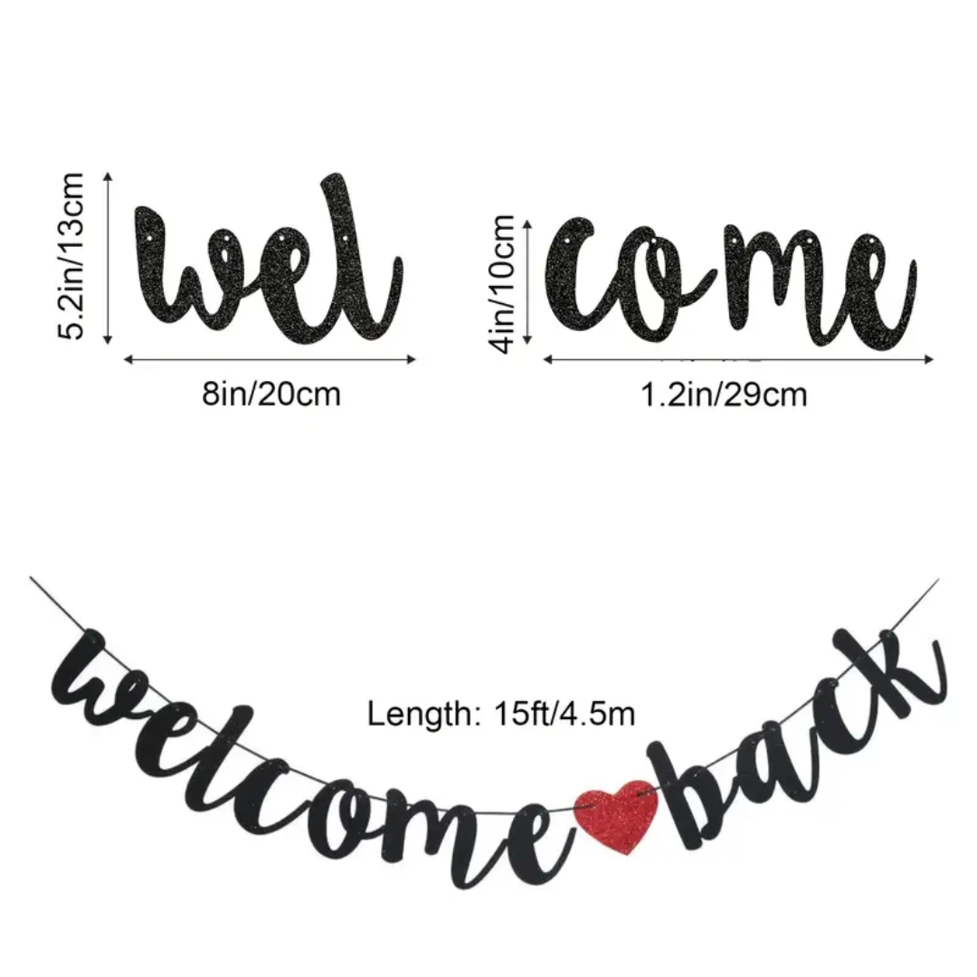 Black Welcome Back Glitter Banner