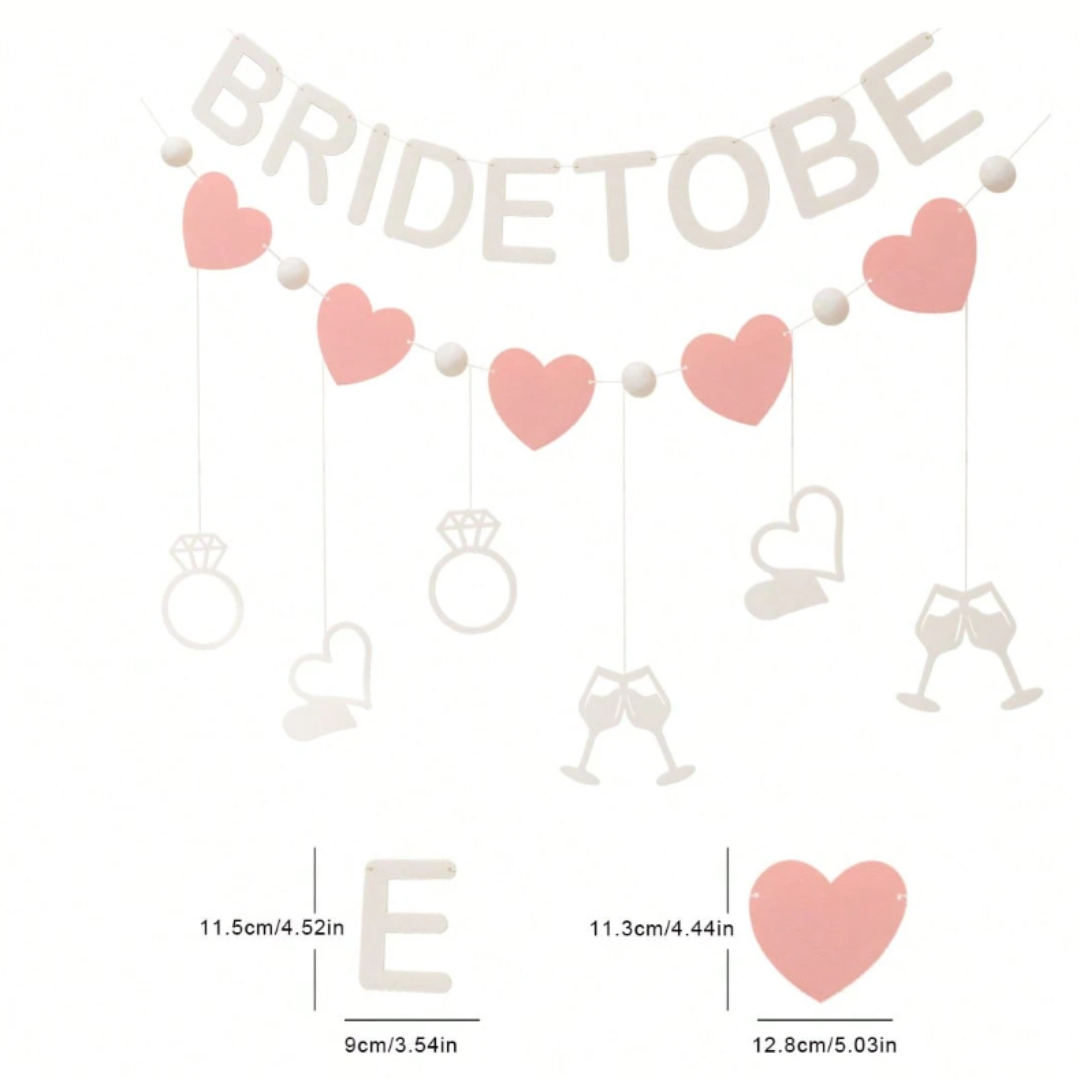 BRIDE TO BE Banner with Peach Hearts and Bride Shower Bunting