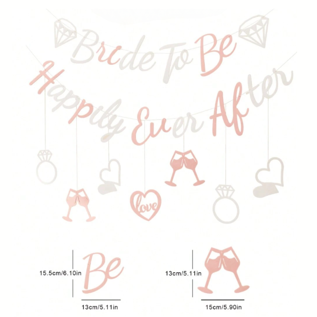 Bride to Be Happily Ever After White and Peach Bride Shower Bunting