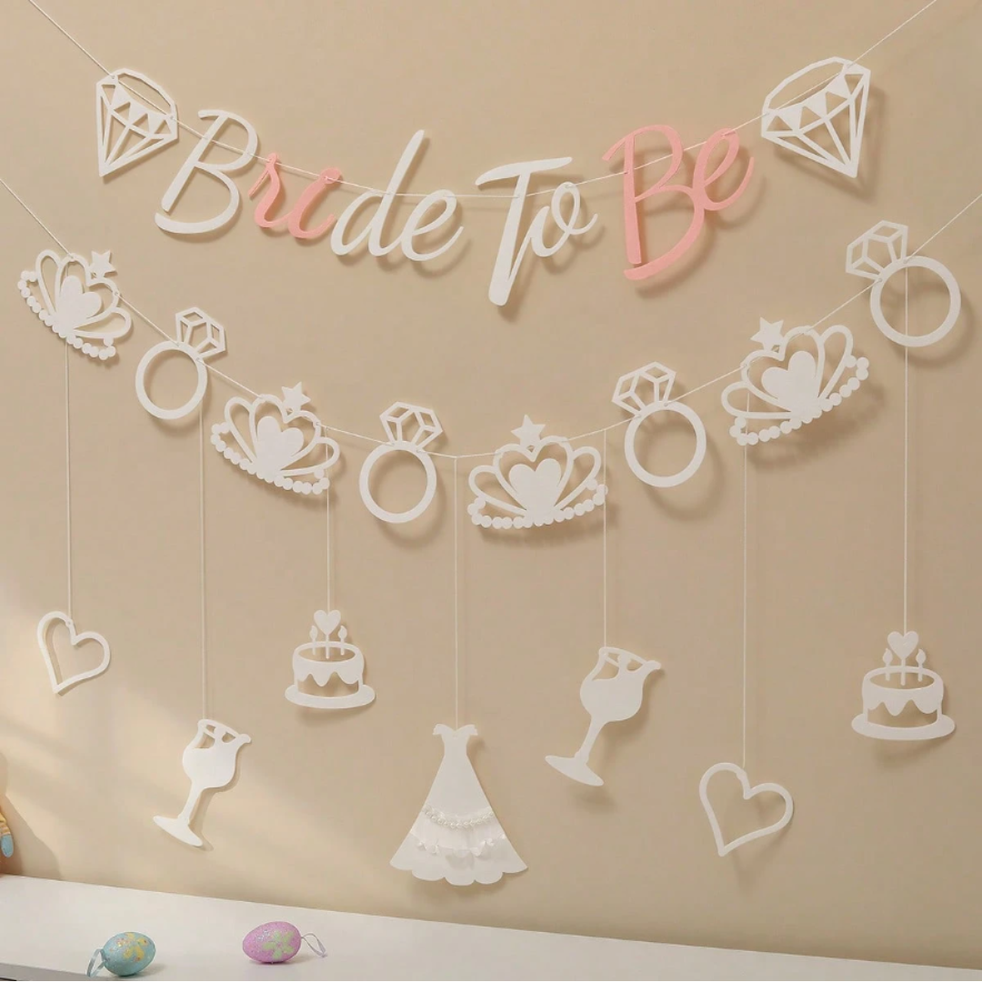 Bride to be Banner with Bride Shower Crown Bunting