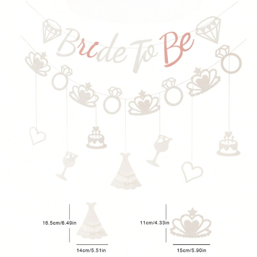 Bride to be Banner with Bride Shower Crown Bunting