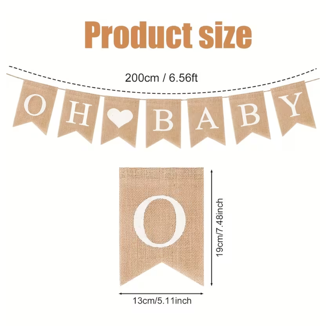 1pc Jute OH BABY banner